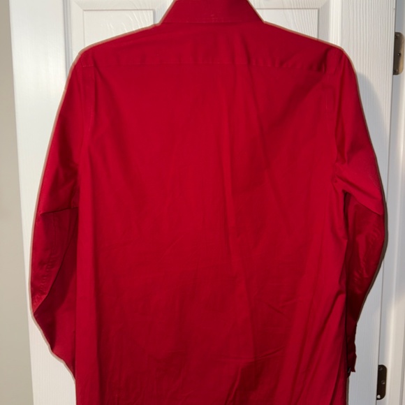 MENS EXPRESS 1MX FITTED DRESS SHIRT RED - Picture 2 of 3